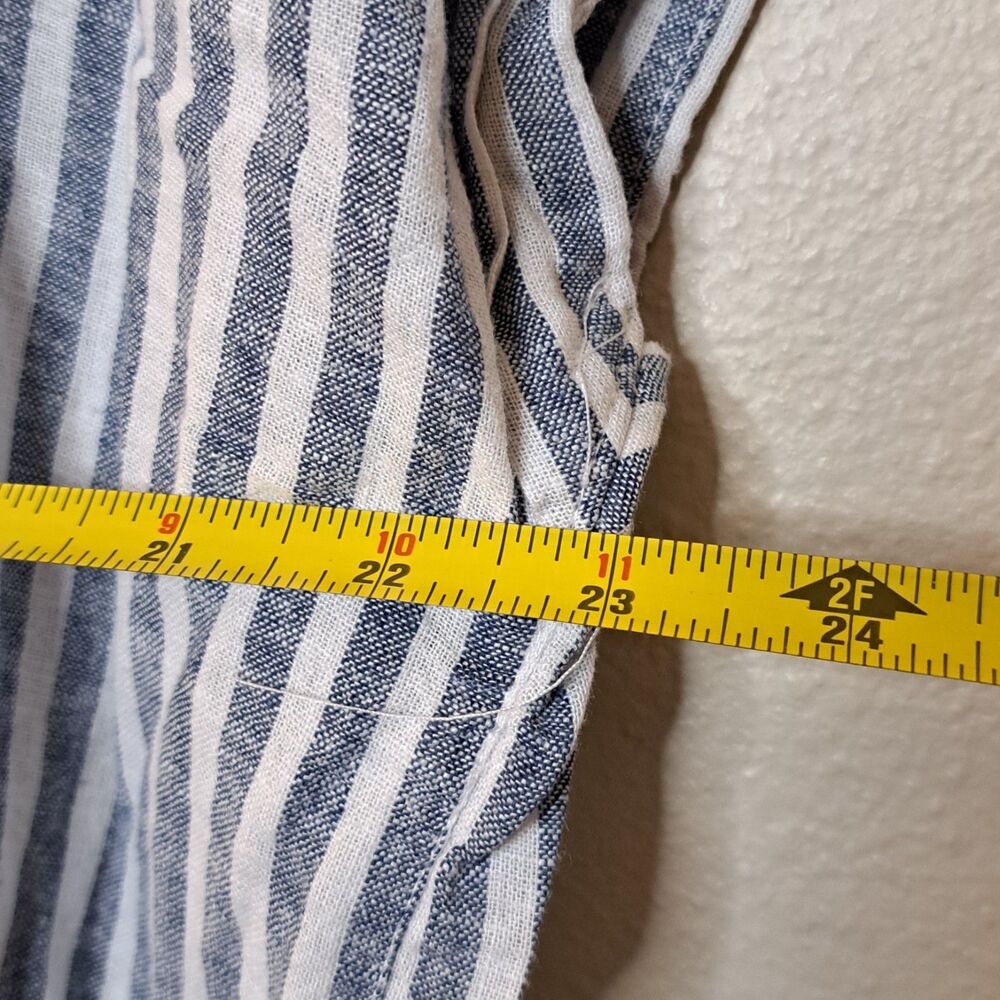 NEW Orvis Linen Blend Women Shirt Short Sleeve Blue Stripe Lightweight Size L - Picture 3 of 10